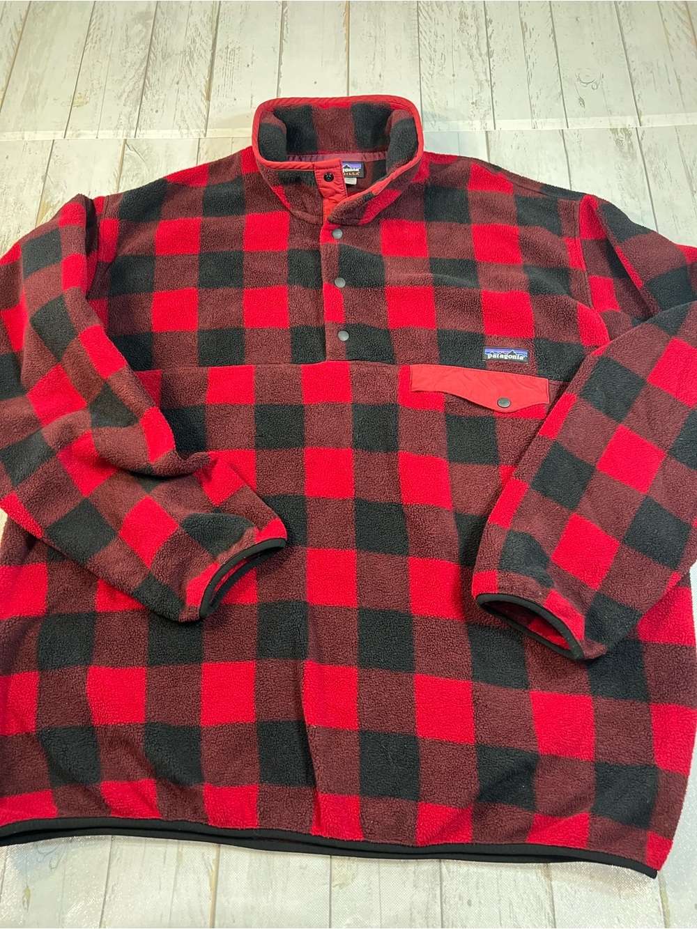 Patagonia Men's Synchilla Snap-T Fleece Pullover Buffalo Plaid Sz XL